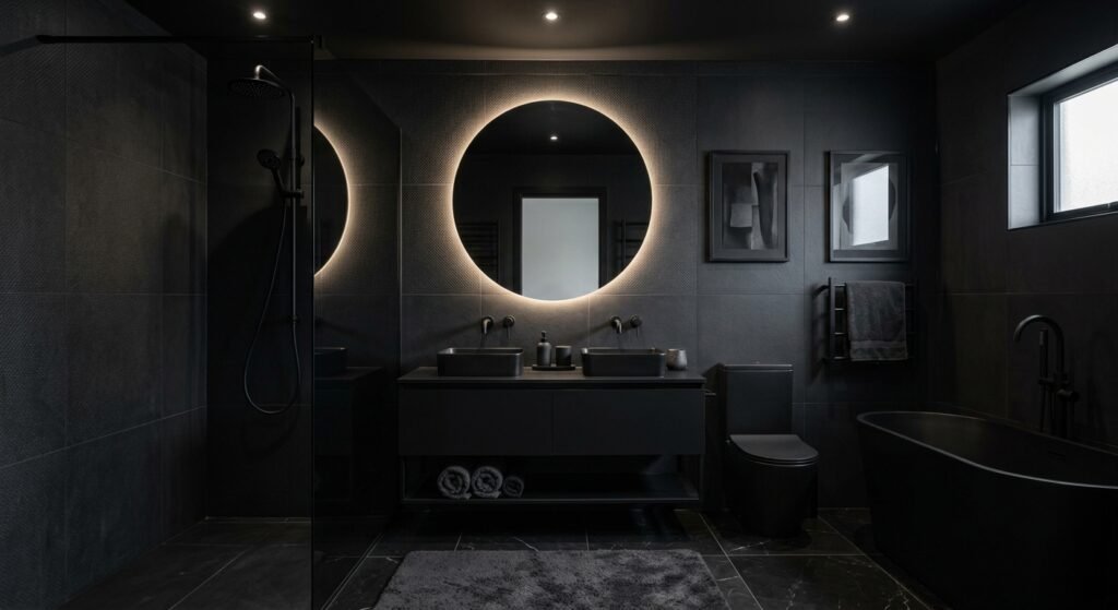 Inspirasi Kamar Mandi Minimalis Serba Hitam Elegant