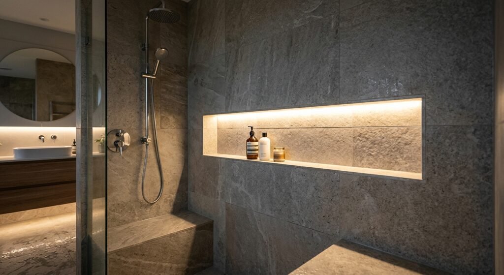 Trik Pencahayaan Hidden Niche di Dinding Kamar Mandi