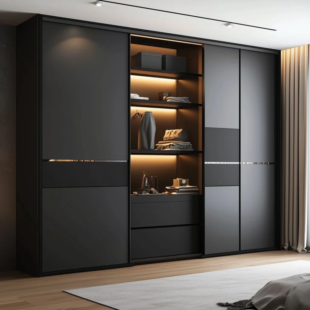 Desain Lemari Pakaian Estetik dengan Fungsi Display Modern