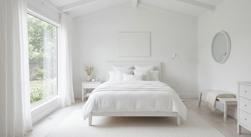 Inspirasi Desain Kamar Tidur Minimalis Serba Putih